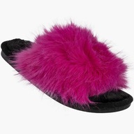 Klapki Damskie Z Futerkiem naturalnym Na Co Dzień Lekkie ciepłe Różowe r 42