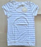 Bluzka biała niebieskie paski ściągacz L