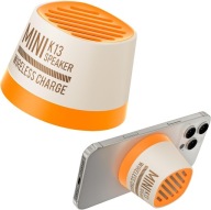 Magnetyczny głośnik Bluetooth, stacja ładowania bezprzewodowego brązowy.