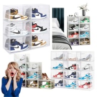 6X PUDEŁKA NA BUTY Z WYŻSZĄ CHOLEWKĄ XXL PRZEZROCZYSTE MODUŁOWE ORGANIZERY