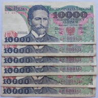 10000 zł 1988r. Różne Serie, banknot PRL