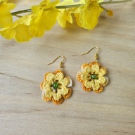 Kolczyki rękodzieło na szydełku kwiatek