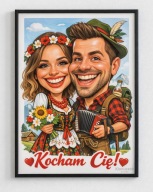 Portret Karykatura z Twojego Zdjęcia A3 +Ramka Dzień Kobiet Matki urodziny