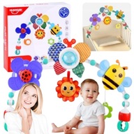 KOLOROWY PAŁĄK ŁUK NA WÓZEK ŁÓŻECZKO FOTELIK ZABAWKI LEŻACZKA ZAWIESZKA