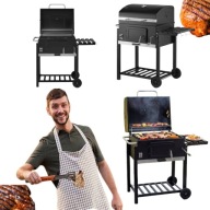 GRILL WĘGLOWY OGRRODOWY GRÖNER DUŻY ŻELIWNY RUSZT TERMOMETR KÓŁKA PÓŁKA