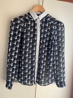 Atmosphere 34 / 36 koszula kołnierzyk biało czarny wzór baletnice