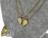 NASZYJNIKI ZŁOTE DLA PAR SERCE ŁAMANE STAL CHIRURGICZNA