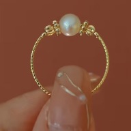 PIERŚCIONEK pozłacany perła cyrkonia klasyczny biuro bal impreza regulowany