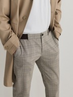 RESERVED chinos wygodne spodnie męskie beżowe krata slim fit 36