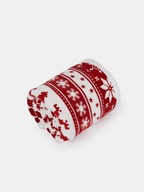 Koc świąteczny 130x160 biało-czerwony krata zimowy Boże Narodzenie