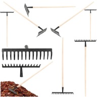 GRABIE OGRODOWE METALOWE 34 x1,2 CM Z DREWNIANYM TRZONKIEM DO TRAWY LIŚCI