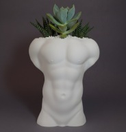 Doniczka Tors męski biała nowoczesna Figurka mężczyzny dekoracyjna prezent