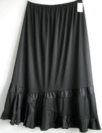 Spódnica prosta czarna cienka dzianina dół z falbankami długa r 50/58