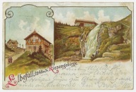 E83 Elbefall 1248m Riesengebirge Litografia 1899 rok Wczesna ! Schronisko