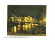 Karnet - Amsterdam nocą i rower na mostku nad kanałem ...