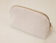 Aksamitna kosmetyczka Dior biała złota