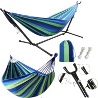 HAMAK ZE STELAŻEM OGRODOWY DWUOSOBOWY DLA DZIECI 2 OSOBOWY STELAŻ DUŻY