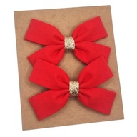 Spinki do włosów dla dziewczynki kokardki czerwone i złoto na święta