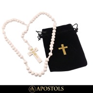 Różaniec biały drewniany + etui woreczek Dodatek do prezentu Dom APOSTOLS