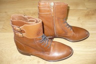 Botki MASSIMO DUTTI, r. 37, skóra, brązowe, piękne, świetna jakość, okazja!