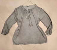 Koszula z haftem szara z wiskozy roz. 44/46