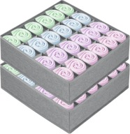 Organizer na Bieliznę Skarpetki do Szuflady Szafy 2 szt 24 Przegródki Szary