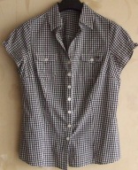 Bluzka damska w pepitkę marszczenia 36 FLG