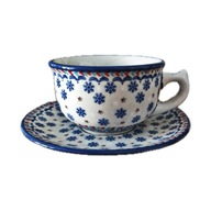 FILIŻANKA ZE SPODKIEM 330 ML CERAMIKA BOLESŁAWIEC PS01 UNIKAT