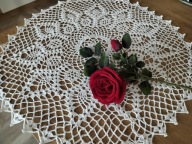 Obrus serwetka serweta szydełkowe rękodzieło Hand Made ekri śr63