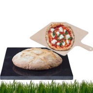 KAMIEŃ DO PIECZENIA PIZZY GRILLA GRANITOWY 35X37 CM + ŁOPATKA W ZESTAWIE