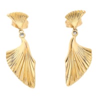 81557 KOLCZYKI 18K POZŁACANE 37/13 MM liście miłorzębu
