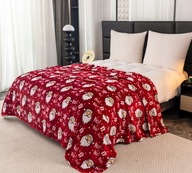 Koc Narzuta na Łóżko ŚWIĄTECZNY Czerwony MIKOŁAJ Prezent Mikrofibra 160x200