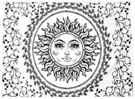 Tkanina ścienna ozdoba plakat dekor indyjskie SŁOŃCE boho ethno psychodelic