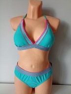 Śliczne bikini turkusowo morskie orientalne Matalan Holiday UK 14 EUR 42