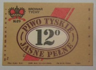 STARA ETYKIETA PIWO TYSKIE JASNE PEŁNE BROWAR TYCHY