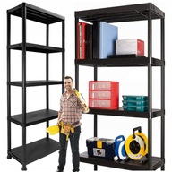 REGAŁ MAGAZYNOWY PLASTIKOWY CZARNY 171 X 61 X 31 CM 5 PÓŁEK 125KG