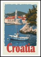 A2 KOLOROWY PLAKAT OBRAZ CHORWACJA CROATIA, MORZE ADRIATYCKIE VINTAGE RETRO