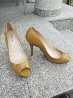 LK BENNETT nr 38 luksusowe beżowe czółenka peep-toe na szpilce skóra