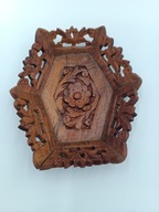 Bardzo ładna rzeźbiona miseczka koszyczek - ręczna praca drewno egzotyczne