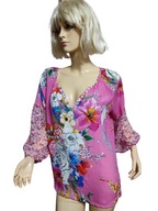 Grace bluzka z jedwabiem kwiaty ptaki zwierzęta 38