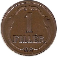 1 Filler 1939 Miklós Horthy Królestwo Węgier - ostatnie wydanie - brąz