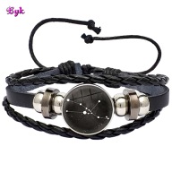 Skórzana bransoletka - Snap - Byk - regulowana, wymienne oczka