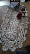 Bieżnik serwetka szydełkowe rękodzieło misterne cacko serweta obrus 39x87