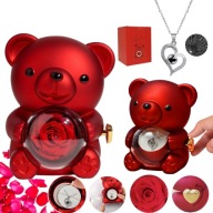 MIŚ NA WALENTYNKI Z WIECZNĄ RÓŻA I NASZYJNIKIEM