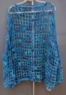 Ażurowy sweter nietoperz niebieski turkusowy szydełko