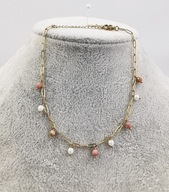 72269 Celebrytka bransoletka na nogę złota stal kolorowe koraliki