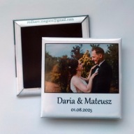 Foto Magnes Personalizowany 5x5 Pamiątka Prezent Ślub Wesele Zdjęcie 10 szt