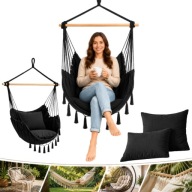 FOTEL WISZĄCY KRZESŁO BRAZYLIJSKIE OGRODOWY BUJANY DO DOMU BOHO HAMAK