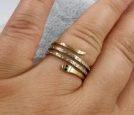 44652 Pierścionek stal chirurgiczna średnica 19 mm wąż z cyrkoniami