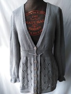 Sweter jasnoszary z ażurowym dołem - M/L